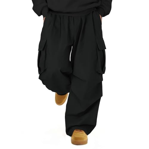 GOFULY Cargo Pants for Men Big and Tall, Drawstring Elastic Waist Sweatpants Hip Hop Parachute Pants Joggers with Pockets