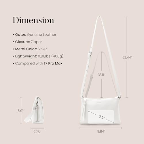 befen White Genuine Leather Crossbody Purse