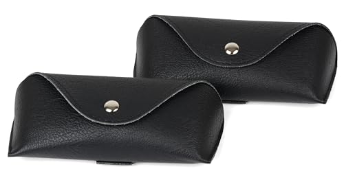 GMYIAK Lot de 2 étuis à lunettes en cuir synthétique noir souple pour lunettes de soleil et lunettes avec fermeture magnétique, portable et pratique pour...
