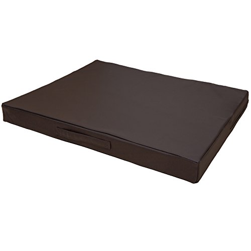 CopcoPet Hundematte Jumbo Dunkelbraun 110 x 80 x 8cm – Robustes Kunstleder – Waschbar, abwaschbar, rutschfest & pflegeleicht – Für mittelgroße Hunde, Wohnung, Garten, Transportbox, Camping, Extra dick