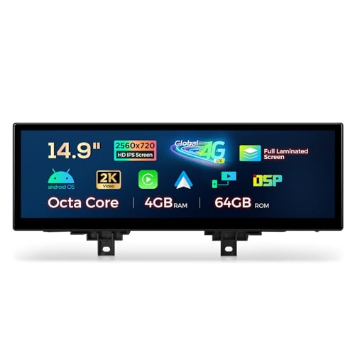 XTRONS 14.9 Inch Android 14 Car Stereo for BMW F30/F31/F32/F33/F34/F35/F36 (2013-2016) NBT System, 2K IPS Touch Screen 4+64GB Global 4G Car Radio GPS Navigation Support Wireless Car Play Android Auto