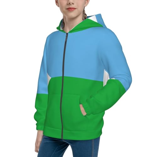 Flag of Djibouti Print Girls Athletic Zip Up Hoodies,Sweatshirts with Pockets Long Sleeve Hooded Jackets, for 7-18 Y