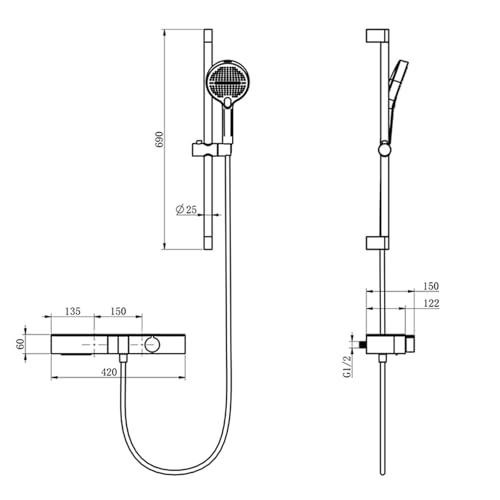 Mélangeur de bain de douche LWX à robinet de combinaison et combiné