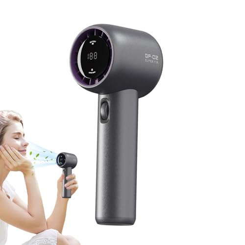 xowwyue Ventilador portátil de mano, 199 niveles de alta velocidad, potente ventilador personal con pantalla digital, suministros multifuncionales para exteriores, accesorio para el hogar y la cocina