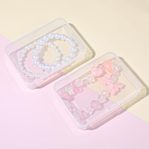 Image of COMNICO 30 Pack Small Clear Plastic Beads Storage Containers Box Mixed Sizes Rectangular Mini Empty Organizer with Hinged Lids for Collecting Small Items Art Craft Jewelry Business Cards Hardware