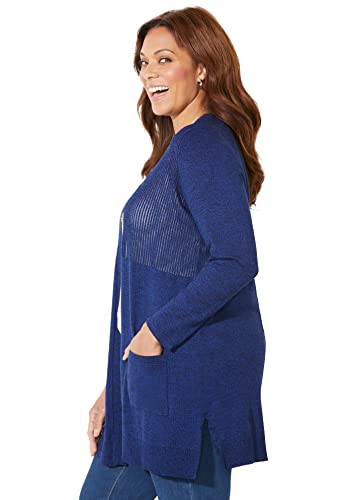 Catherines Women's Plus Size Marled Sweater Cardigan - 3X, Black (0942) #TOP3