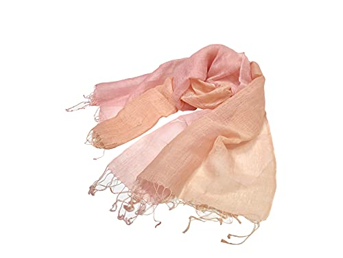 Yonezawa-ori benibana safflower-dyed silk stole from Yamagata, soft jacquard weave