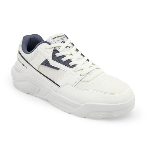 Image of Red Tape Men's Sneakers Blue Pu Mesh Round Toe Lace-Up Lightweight Comfort