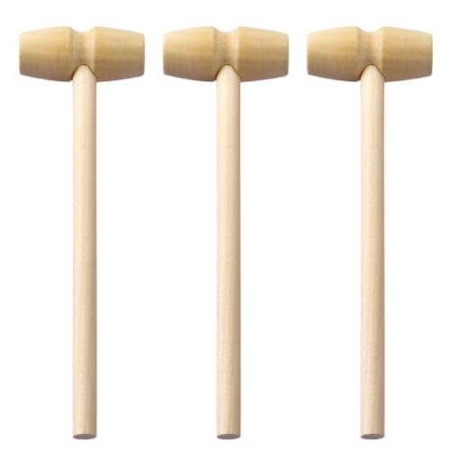 RDNKVB Outils en Bois Marteau,Marteau de Crabe en Bois,Mini Marteau en Bois,Marteau de Crabe Homard,Jouet de Frappe de Marteau,DIY Petit Jouet de Peinture Marteau pour Enfants 3 pièces