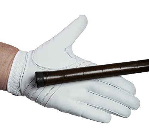 Nice Shot Trident Golf Glove With Power Grip Strips In Premium White Cabretta Leather Men's Left Hand - Cadet Medium #TOP4