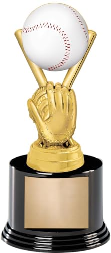 7" Baseball Color Award On Round Trophy Base