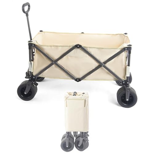 Carrito de vagón plegable, carrito de camping con ruedas de doble freno, con asa ajustable, capacidad de 100L y capacidad de carga de 150kg para compras, deportes, camping, jardín, comestibles, playa