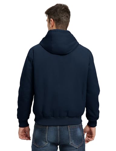 Image of BGOWATU Men's Cotton Work Jacket Insulated Flannel Lined Active Winter Coat with Utility Pockets