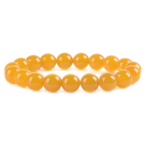 Yellow Agate Gemstone 10mm Round Beads Stretch Bracelet 7 Inch Unisex Cover