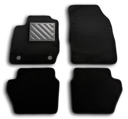 Fußmatte für Ford Fiesta VI Restyling 2011-2017 Fix, ovale Passform nach Maß, rutschfest, PVC-Fersenschutz, schwarz, Schwarz
