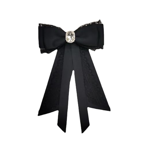 Image of Fashion Ribbon Bow Tie Brooch Pins for Women Girls Crystal Lace Uniform Pre-Tied Necktie Bowknot Corsage Brooches Party Ceremony Accessories Christmas Birthday Elegant Accessory