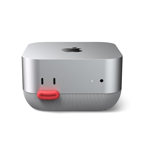 Lonelyfox Mac mini M4 & M4 Pro Stand with Front Power Button Access Anti-Dust Cooling Base Non-Slip Desktop Holder for 2024 Mac mini Replaceable Button Caps (Gray)