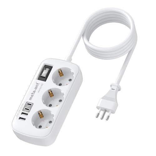 Adapter Italien Steckdose Steckdosenadapter Italien mit 3er Steckdose & USB-C(3.4A) 1 5M Kabel 3-Fach Reiseadapter Italien Adapter für Italy Chile Uruguay Äthiopien Eritrea Reisestecker Typ L