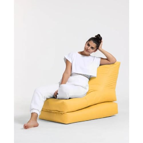 TRP Outdoor Bean Bag Chair with Comfortable & Supportive Seating 15.7''H X 21.7''W X 15.7''D | Solid Yellow Lemon Color Waterproof Zipper Closure Durable All Seasons Soft Plush Cozy Fluffy