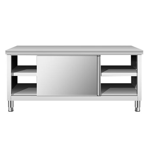 Generisch Edelstahl Arbeitstisch mit Schiebetüren 100x50x80cm