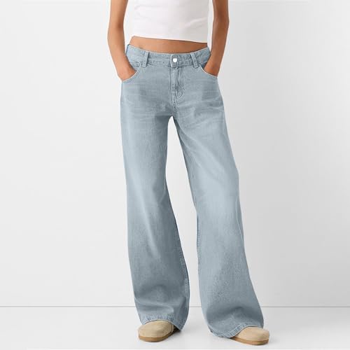 Sweatpant Jeans Women Low Rise Baggy Denim Pants with Pockets Loose Casual Vintage Boyfriend Wide Leg Barrel Jeans2