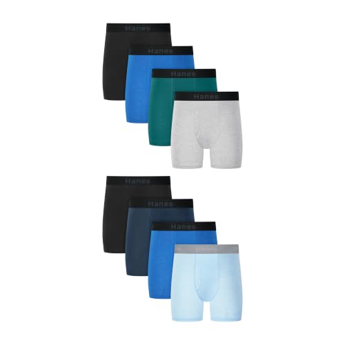 Image of Hanes boys Underwear Boxer Briefs Pack, 8-pack, Cotton-stretch Dyed Boys' Underwear, Moisture-wicking