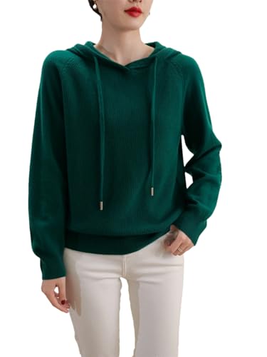 Wvapzxx 100% Pure Cashmere Hooded Sweater Women Autumn Winter Wool Knit Hoodie