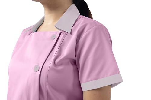 Image of UNIFORM CRAFT Poly Cotton Twill Nurse Uniforms - Ideal for Nurse uniforms for Women | Clinic uniforms for Women | Hospital uniforms for Nurses | Hospital Uniform, NT04 Pink and Grey (XXL)