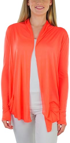 Image of ToBeInStyle Womens Open Front Long Sleeve Lightweight Asymmetrical Draped Cardigan with Side Pockets