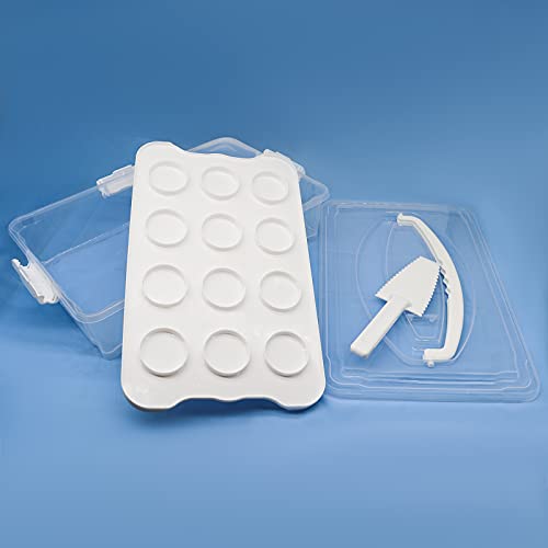 Feoowv Plastic Cake And Cupcake Carrier Holder, Large Portable Storage Container For Storing 12 Cupcakes Or 1 Large Cake, White #TOP2