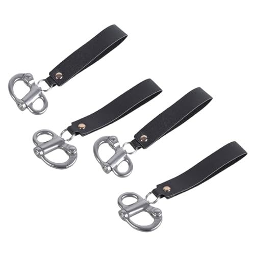 DIMITU Pack of 4 Steel Fast Release Shackles with Leather Handle Weatherproof for Outdoor Activity & Marine Activity