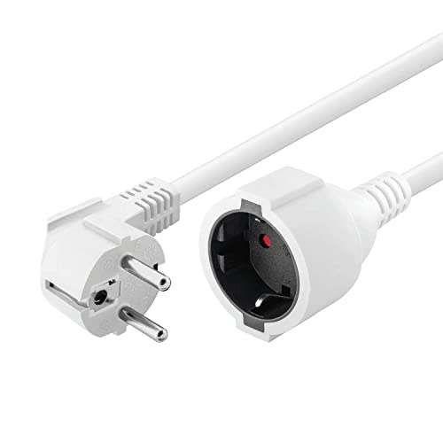 CABLEPELADO Cable de alimentacion alargador Schuko Macho a Hembra 5 M Blanco