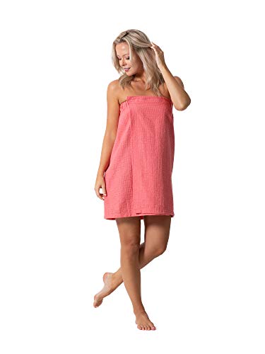 Image of Turkish Linen Women's Waffle Spa Body Wrap with Adjustable Closure