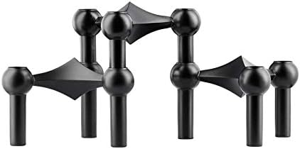 Stoff Nagel Fabric Nail Candle Holder, Metal, Black, 6.5 x 10.2 cm