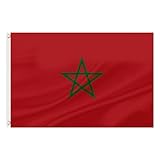ASUNO Marokko Flagge 90×150 CM, Polyester, Marokkanische National Banner mit 2 Messingösen, Doppelseitig, Leuchtende Farben, Farbbeständig, für Garten, Rasen, Patio