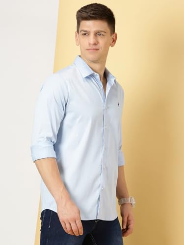 Image of Thomas Scott Men's | Solid | Full Sleeve | Slim Fit | Cotton Blend | Spread Collar | Casual Shirt