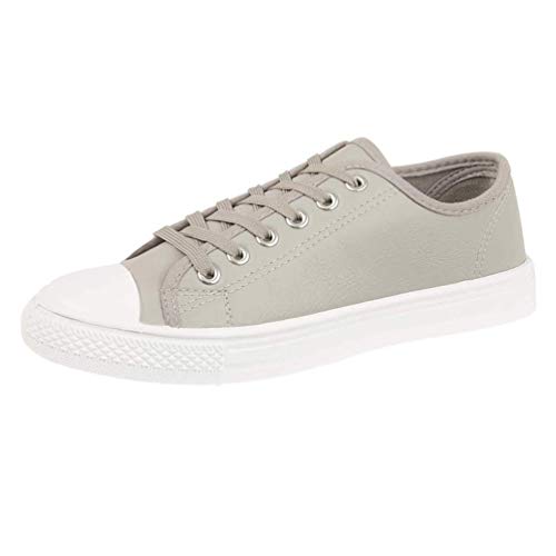 Ladies Baltimore/ Academy Low Hi Top Canvas Toe Cap Lace Up Pumps Plimsoll Trainers Casual Shoes Size 13-8 (3 UK, Grey Pu)