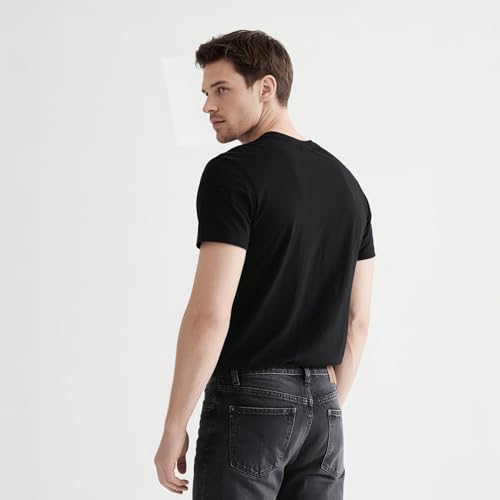 ORJ 2 Pack Black t Shirts Crew Neck Short Sleeve Men's Undershirt Plain Polyester tee Bulk Stretch Soft Tees4