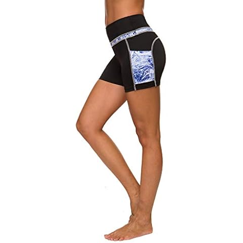Flatik Women's High Waist Sports Shorts Workout Tights High Waist with Pockets - - Small Cover