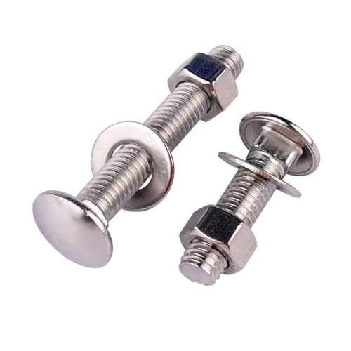 Image of 8 Sets 5 /16-18 x 2-1 /2 inch Carriage Bolts Screws Round Head Square Neck and Hex Nuts, Flat Washers 304 Stainless Steel 18-8 Full Thread, Silver
