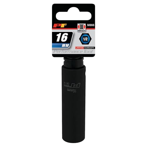 Image of Performance Tool M866 1 /2 Drive 16mm Deep Wall Impact Socket, 1 Pack