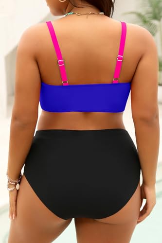 Image of Tempt Me Plus Size Two Piece Swimsuit - Women High Waisted Bikini Set Tummy Control Bathing Suits