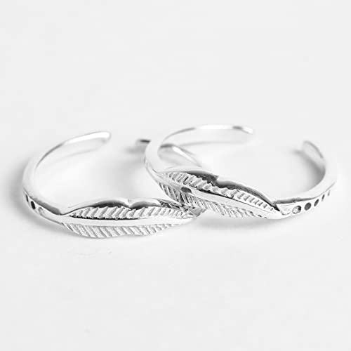 Image of Clara 925 Sterling Silver Size Adjustable Toe Rings Pair Gift for Women