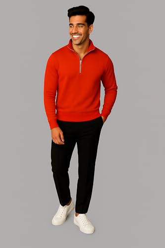 Image of Mack Jonney Men's Fleece Half-Zip High Neck Sweatshirt | Warm & Stylish Winter Wear -M4380