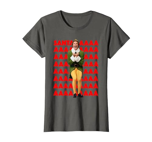Elf Buddy Santa Scream T-Shirt, Women, Asphalt Grey, X-Large