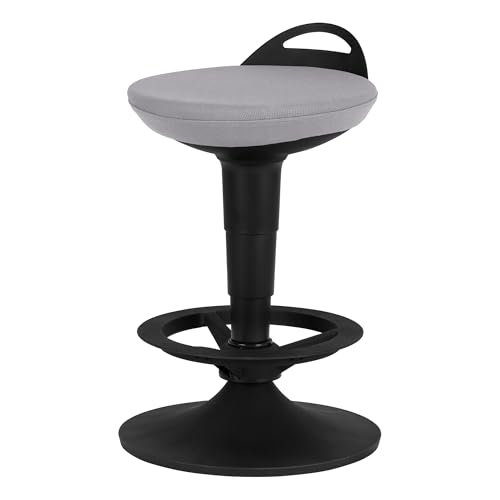 Image of Adjustable-Height Padded Lab Stool - Light Grey