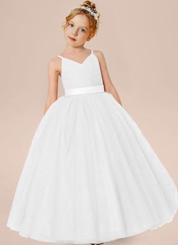 Flower Girls Dresses for Wedding Sleeveless Spaghetti Straps Dresses for Girls Sparkly Puffy Party Dresses PT1412