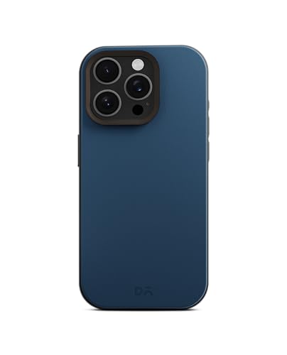 Image of DailyObjects Leatherite Case for iPhone 16 Pro Compatible with Mag-Safe Wireless Charging | Navy Blue-Grey Hybrid Magnetic Back Cover