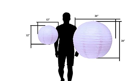Image of Mudra Crafts 12 Inch Round Chinese Lavender Paper Lanterns Hanging Decor | 10 PCs, Reusable, Indoor Outdoor Decorative Lamp Shade, for Ceiling, Wedding, Shower, Party, Festival, Home Decoration