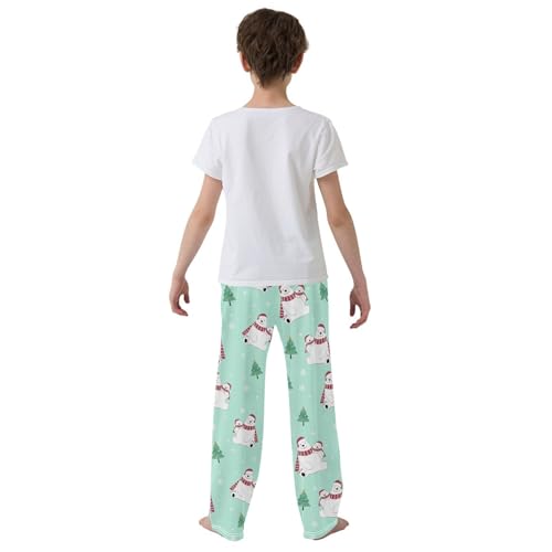 ZZXXB Parent and Child Bear Boys Long Pants Soft Trousers Elastic Waist Kids Lounge Bottoms with Pockets S-XL3